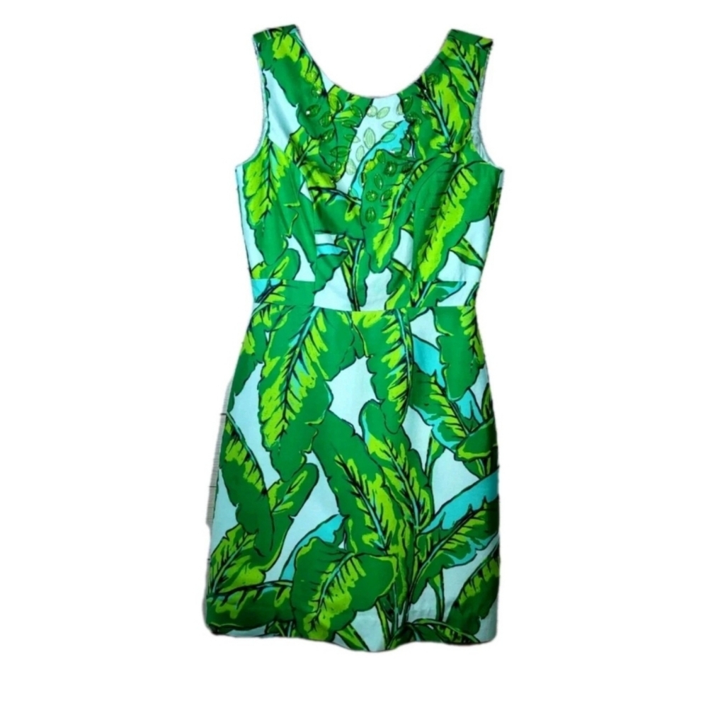 Vineyard Vines Green Leaf Print Midi Dress